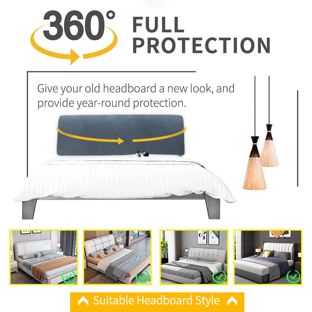 DUJUIKE Headboard Slipcover for King Bed, Stretch Bed Headboard Cover, Dustproof Protector Cover for Linen Tufted Upholstered