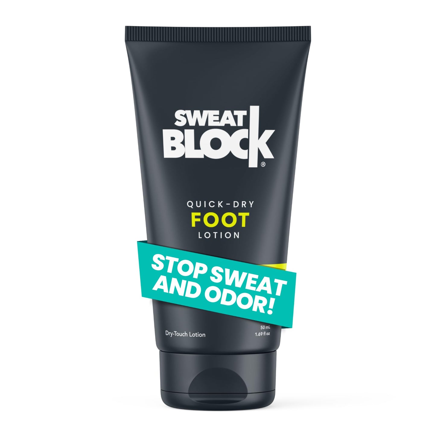 SweatBlock Antiperspirant Foot Lotion for Men & Women - Quick-Dry Hyperhidrosis Aid to Stop Excessive Sweating - Reduce Foot Odor - Non-Irritating -