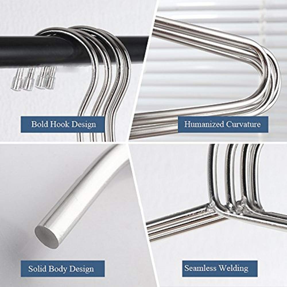 ETAOLINE 10 Pack Stainless Steel Heavy Duty Wire Clothes Hangers Silver
