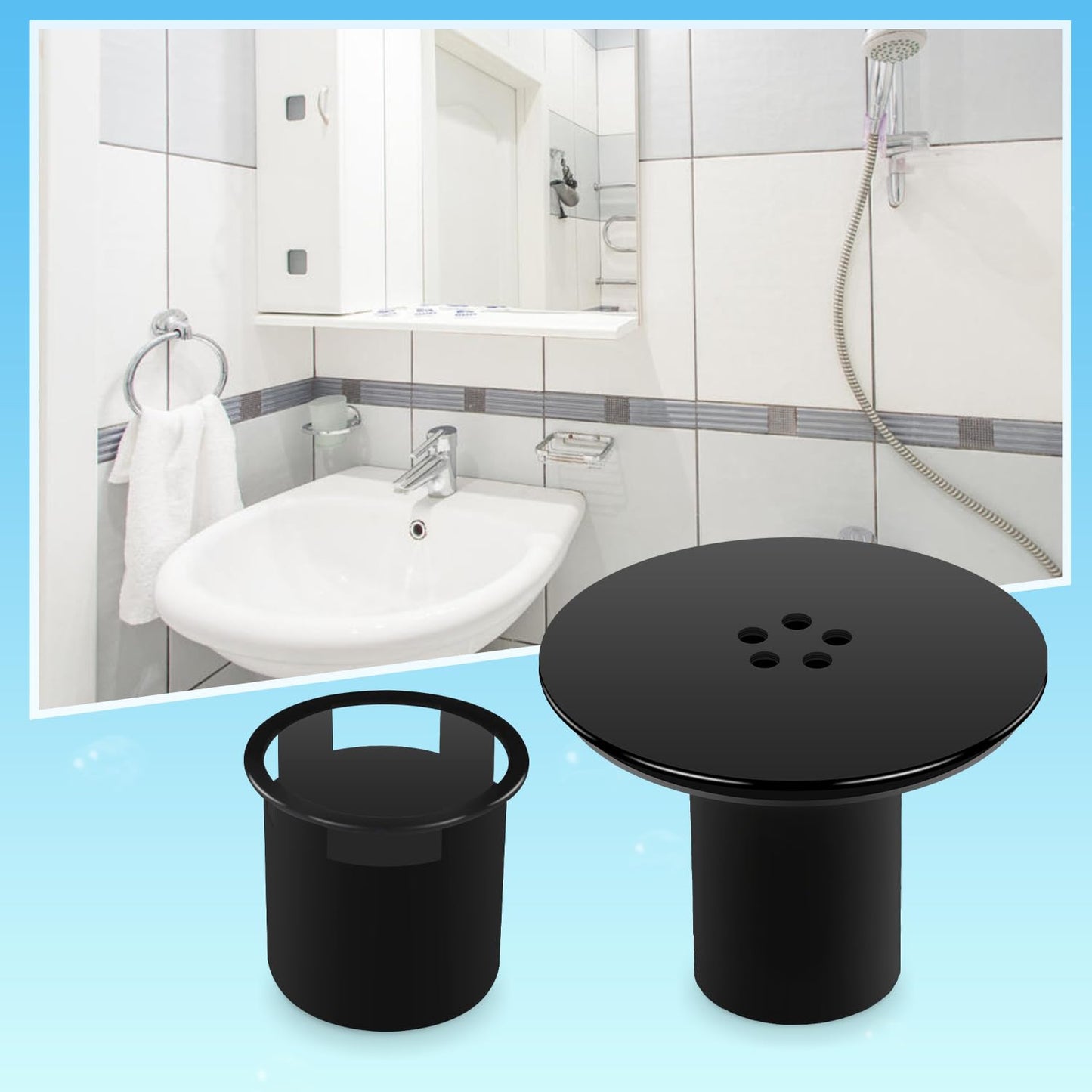 Shower Plughole Cover 90mm / 115mm, Fast Flow (Black) by Chrome Shower Tray Drain Cover