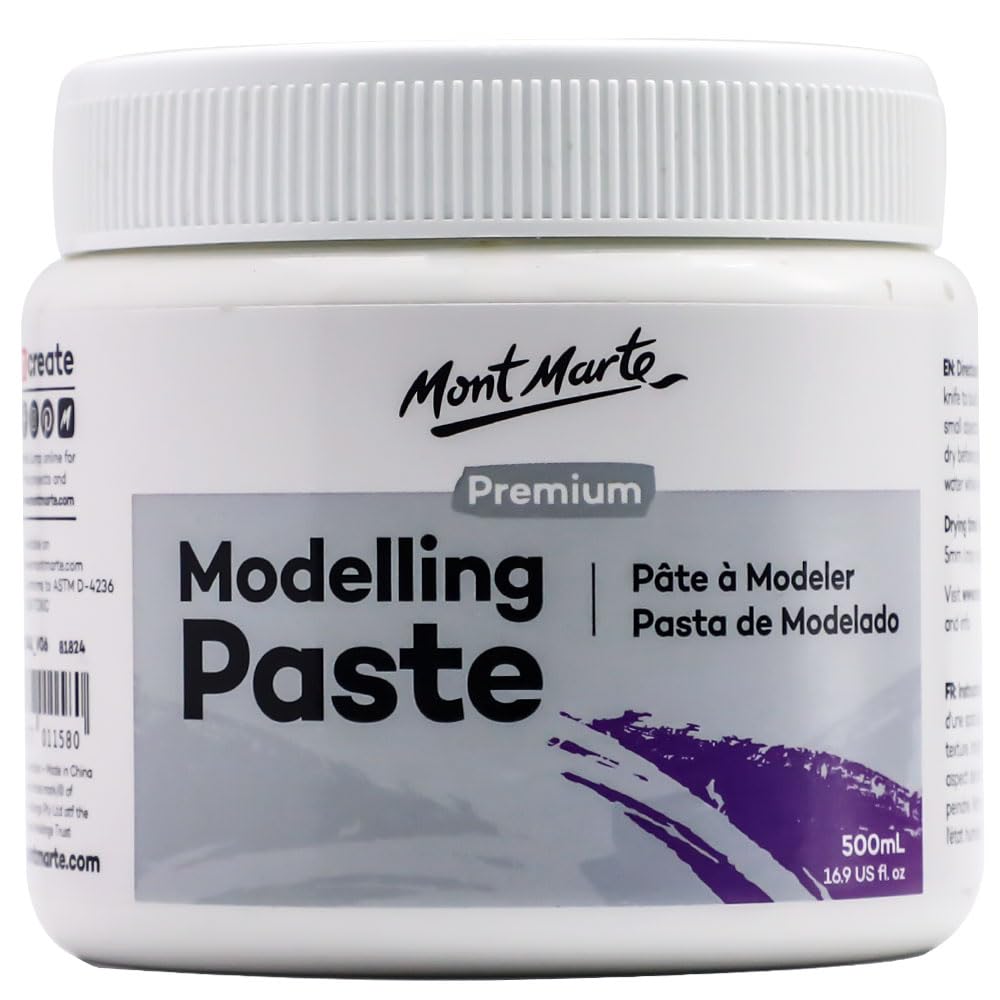 Mont Marte Modelling Paste 500ml ? White ? Ideal for 3D effects ? Suitable for Acrylic Painting and Oil Painting ? Texture Paste for Canvas