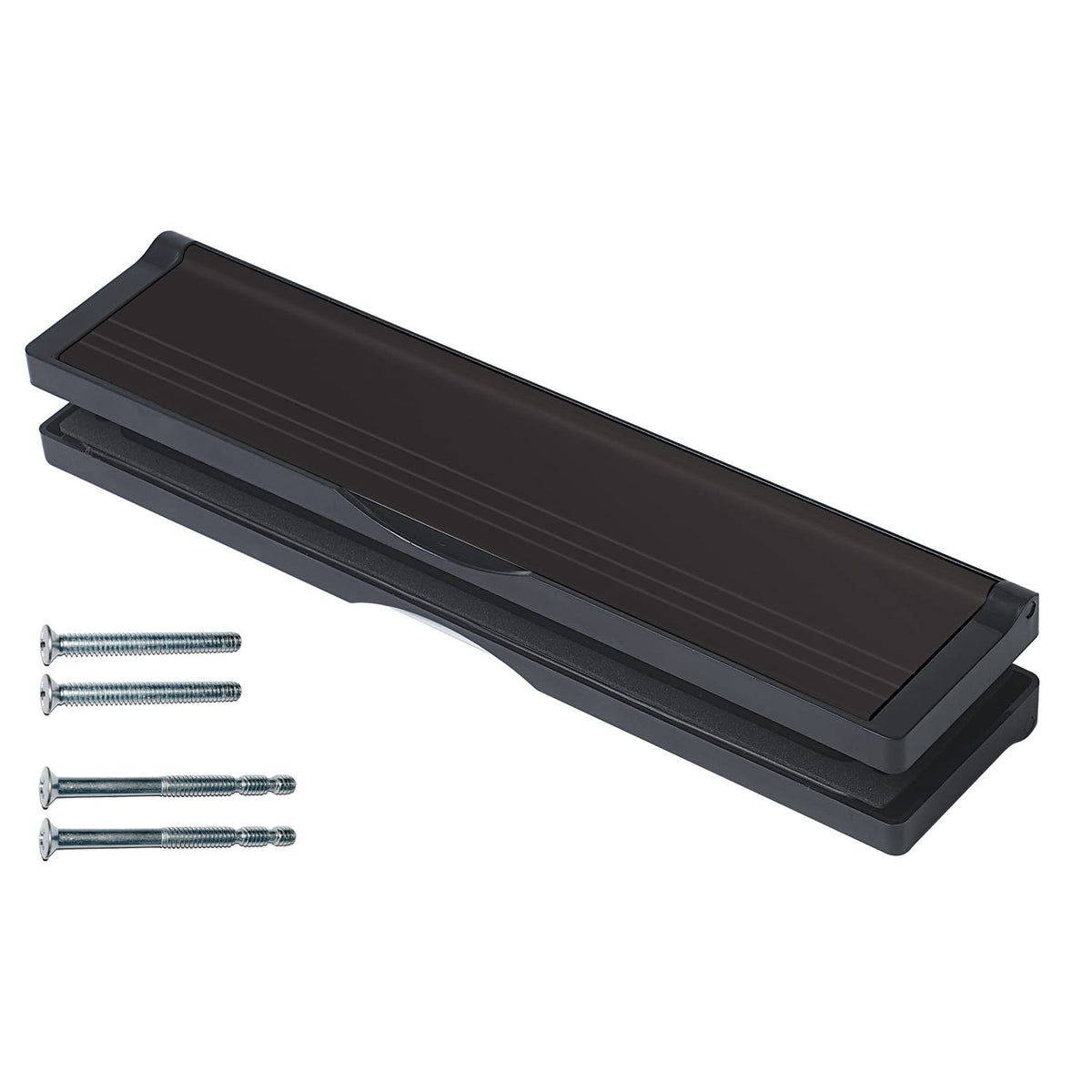 Keypak 12 inch (30.6cm) Door Letterbox - Fits 40-80mm Doors, Anti-Snap Flap, Internal Draught Excluder Brush, Adjustable Letter Box for UPVC Composite