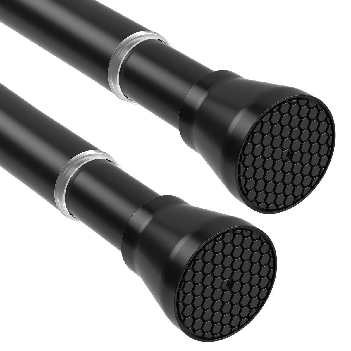 Black Shower Curtain Rail Extendable Curtain Poles 70-130 cm 2Pack Net Curtain Rods Tension Rods for Curtains Extendable Shower Curtain Rod Telescopic