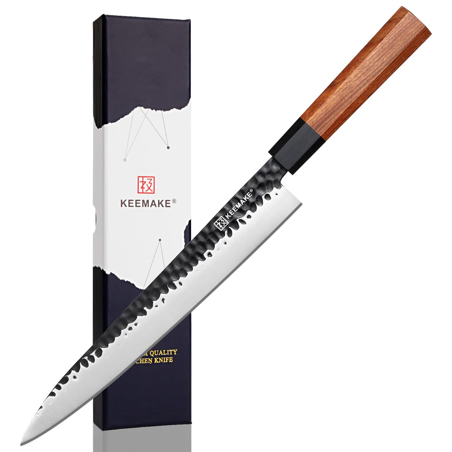 KEEMAKE Carving Knife 10 Inch - Slicing Knife with Premium High Carbon Stainless Steel Blade for Sushi, Brisket, and Turkey, Kitchen Knife Rosewood