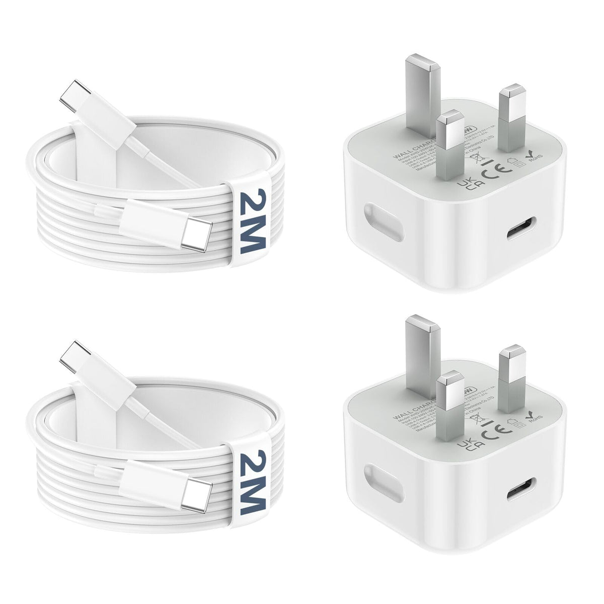 USB C Charger for iPhone 17 16 15 Charger 20W Fast Charger USB C Plug and Cables 2M, 2 Pack Type C Wall Phone Lead USBC UK Power Adapter for iPhone