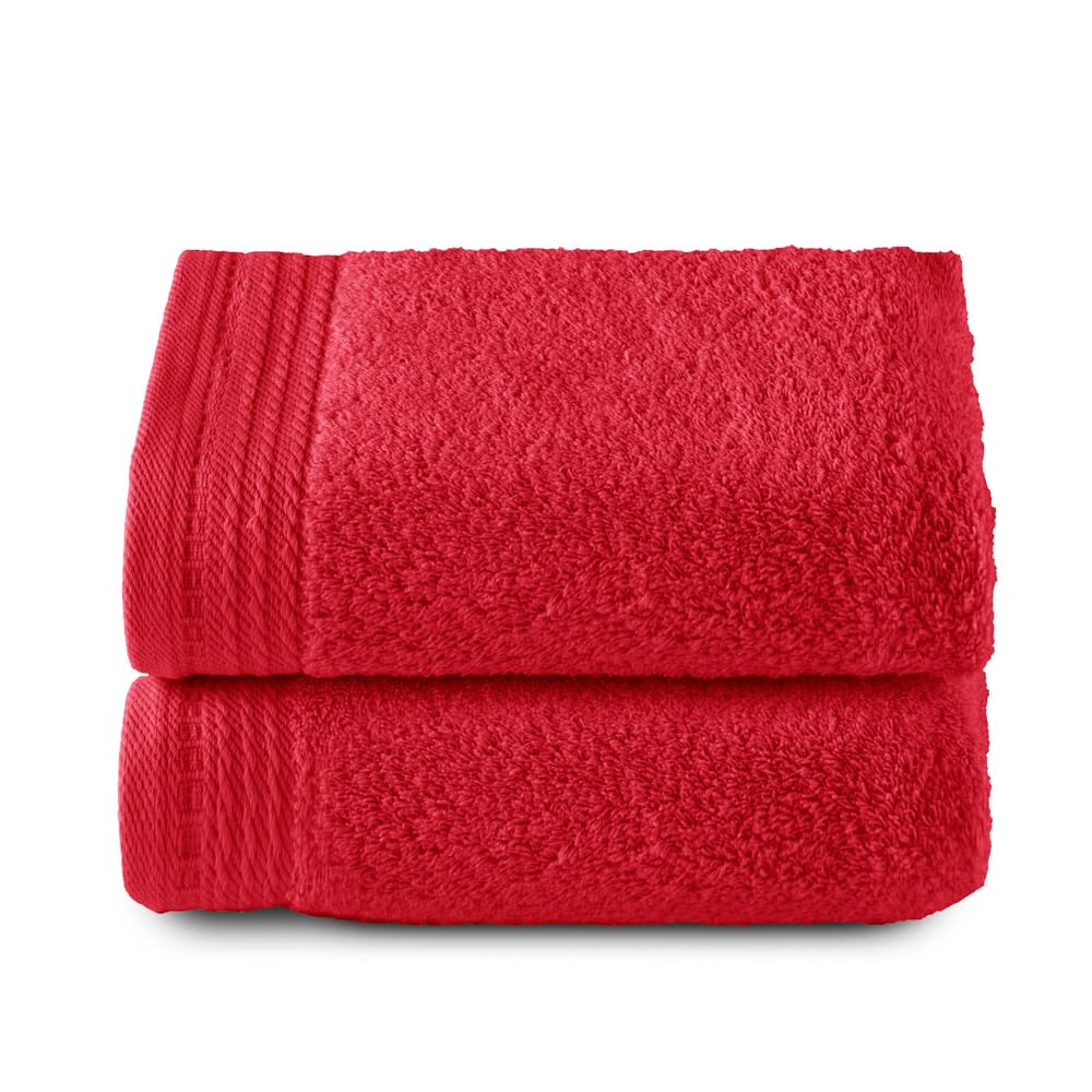 Top Towel - Premium - Large Bath Towels - Bath Towels -2 Hand Towels -50 x 100 cm - 100% Cotton - 600 g - Red