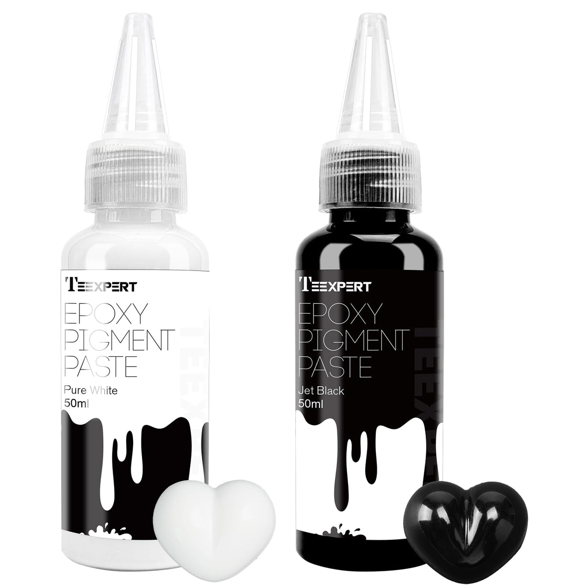 Teexpert Epoxy Resin Pigment Paste, 100ml Highly Concentrated & Easy to Mix Black and White Opaque Liquid Epoxy Dye Set for Resin Coloring, Resin Art