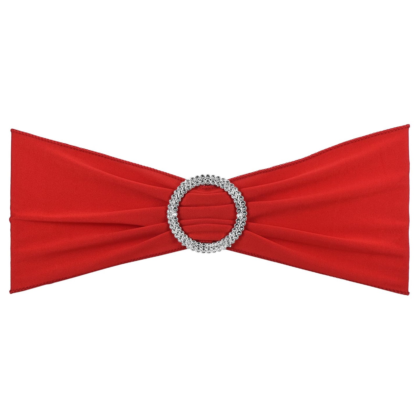PATIKIL 13" x 5" Stretch Chair Sashes Bows, 10 Pack Elastic Chair Bands Sashes with Buckle Slider for Wedding Banquet Decorations, Red