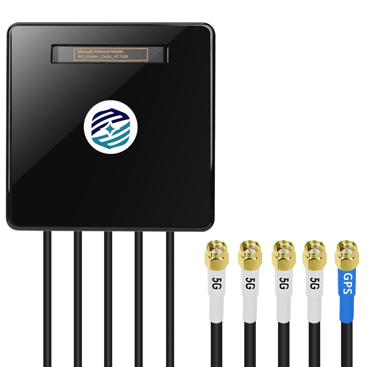 Maswell 4G 5G LTE 4X4 MIMO 5-in-1 Antenna, 4X 5G LTE, 1x GNSS, Up to 6dBi, Cellular 600-8000MHz, WiFi 6E WiFi 7 Ready, GPS GLONASS Beidou Gaileo,Combo