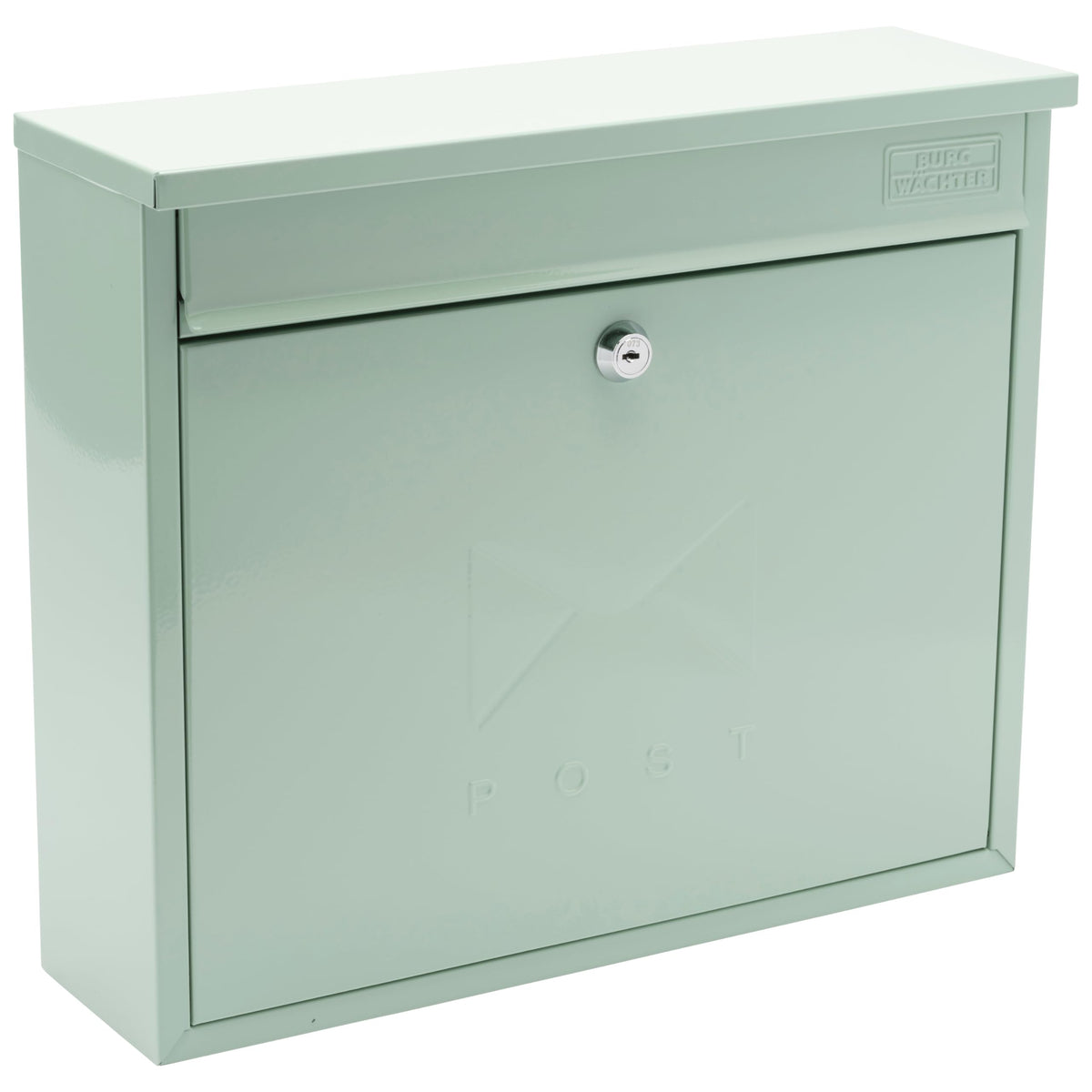 Burg-Wachter MB02CG Chartwell Green Elegance Wall Mounted Galvanised Steel Lockable Weatherproof Post Box - 36x31x10cm