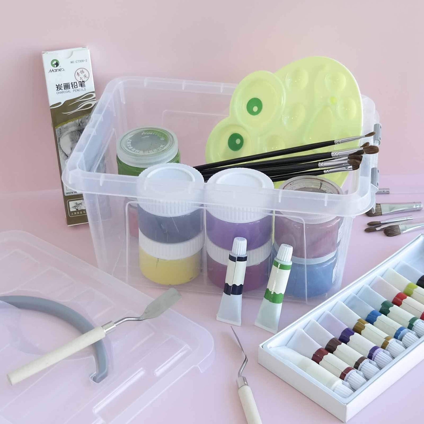 Vcansay 6 L Clear Plastic Storage Boxes with Handles, 6 Packs