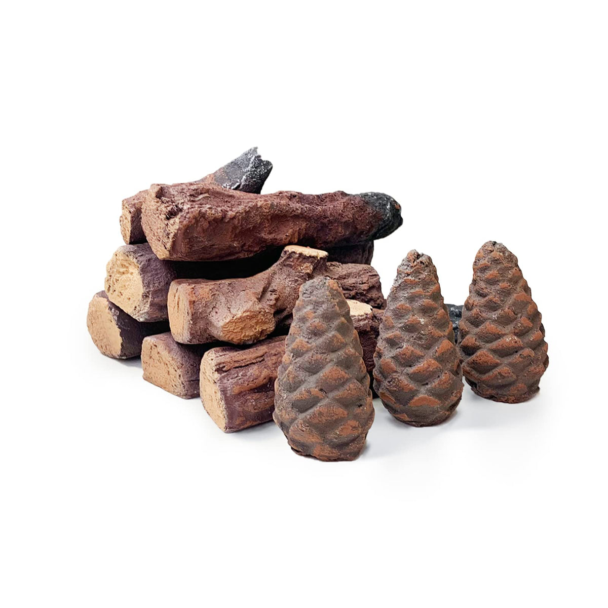 Heyfurni Ceramic Wood for Bioethanol Fireplace, 10 Pieces Smokeless Fire Logs, Gas Fireplace Logs, Decorative Ceramic Log Set for Indoor and Outdoor