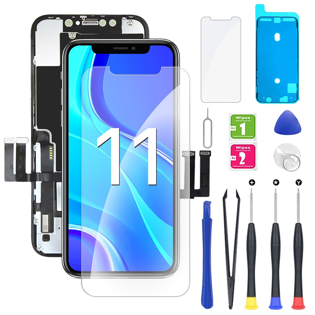 EXW for iPhone 11 LCD Screen Replacement 6.1 ?? 3D Touch Replacement Screen Full HD Display Digitizer with Repair Tools Kit+ Waterproof+Screen