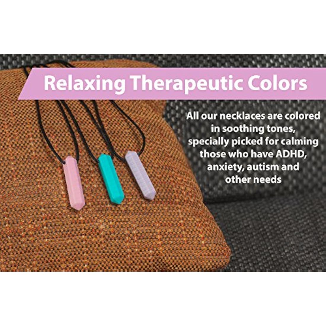 Tilcare Chew Chew Sensory Necklace – Best for Kids or Adults That Like Biting or Have Autism – Perfectly Textured Silicone Chewy Toys - Chewing Pendant for Boys & Girls - Chew Necklaces