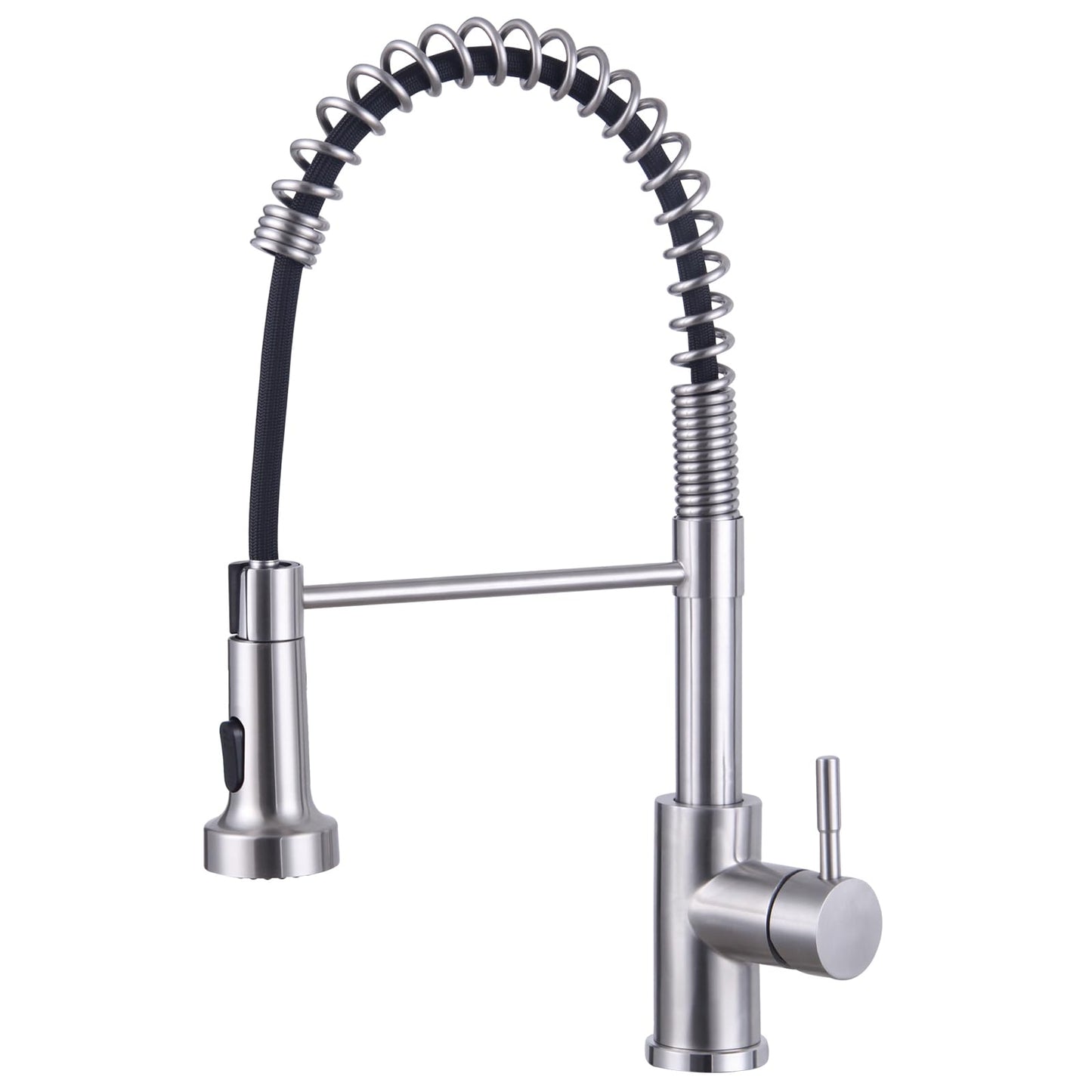 HOTTIST Stainless Steel Kitchen Sink Taps Mixer with Pull Out Spray, Swivel Single Handle High Arc Pull DownKitchen Faucet (Stainless Steel)