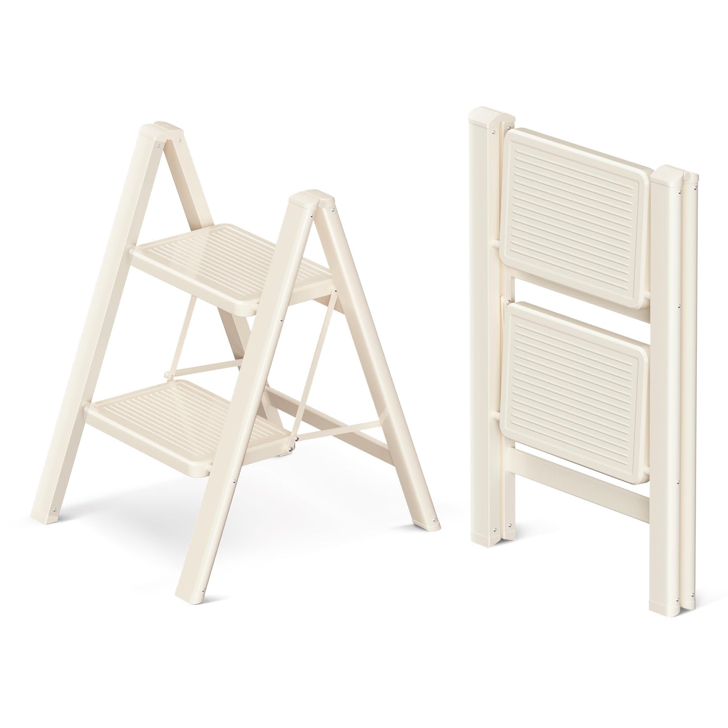 GameGem 2 Step Ladder, 2 Step Stool for Adults, Folding Step Ladder with Secure Footing, Widened Pedal, Aesthetically Pleasing Looking, Blends Right