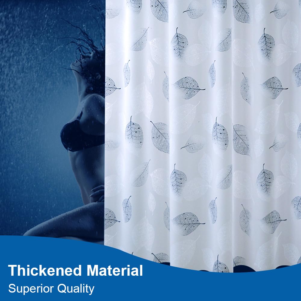 Lkw Ogechi Shower Curtain Black Leaves 200/220/240 CM Drop, PEVA Bathtub Curtains for Wet Room 180x220 cm, Antimould and Waterproof Bathroom Curtains