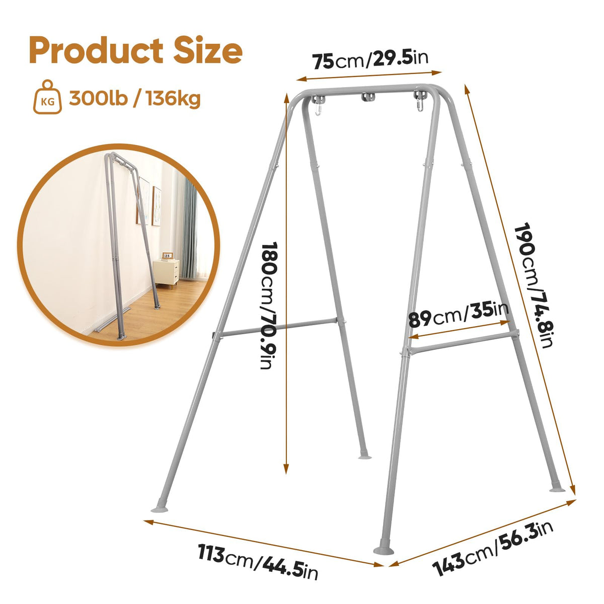 SELFLA Foldable Hammock Stand, Portable Hammock Chair Stand, Heavy Duty Folding Hammock Frame for Indoor or Outdoor, Easy to Assemble & Store (Hammock