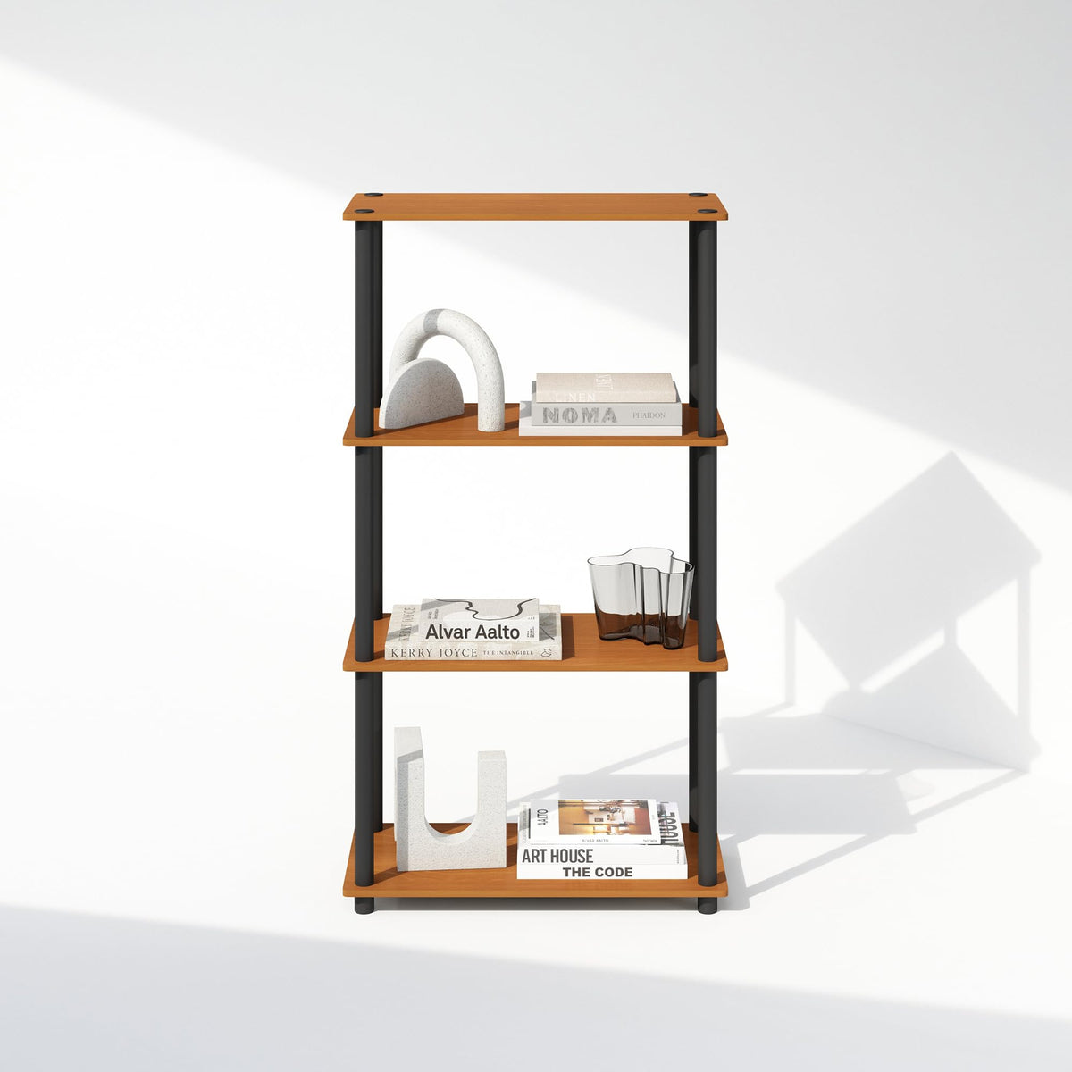 Furinno TURN-N-TUBE Book Shelf, 4-Tier Bookshelf, Bookcase with Multipurpose Compact Display Rack, 29.5 x 59.9 x 109.7 cm, for Living Room, Bedroom