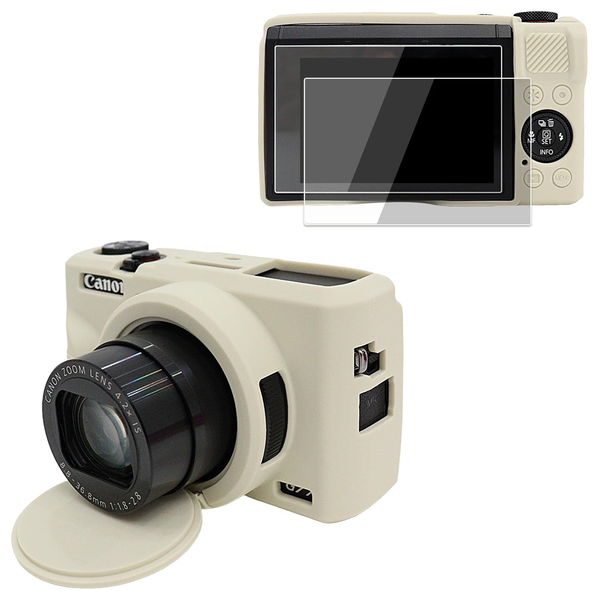 VOVMOEYA Camera Case For Canon Powershot G7 X Mark III With 2PCS Screen Protector, Full Protection Soft G7X III Silicone Case Detachable Lens Cover