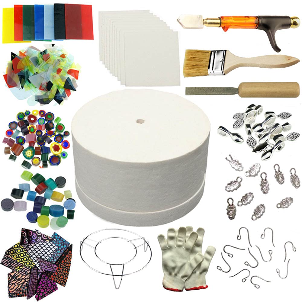 WICAND Large Microwave Kiln Fusing Glass for Making DIY Jewelry Tools Set(15Pack)