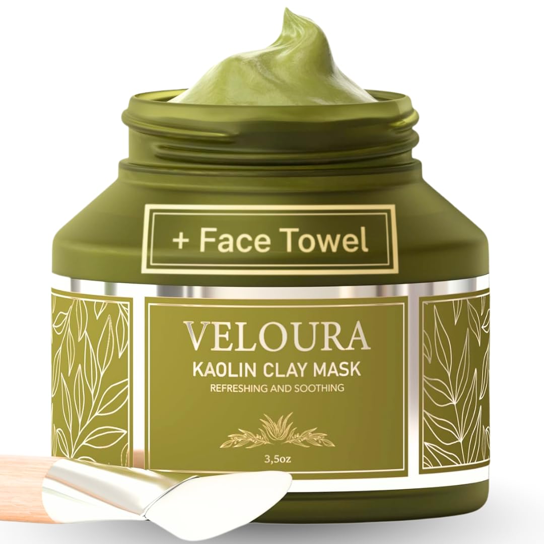 Green Tea Clay Face Mask for Men and Women by Veloura - Deep Cleansing and Hydrating Skincare with Niacinamide, Aloe Vera - Kaolin Clay Mask for Pore