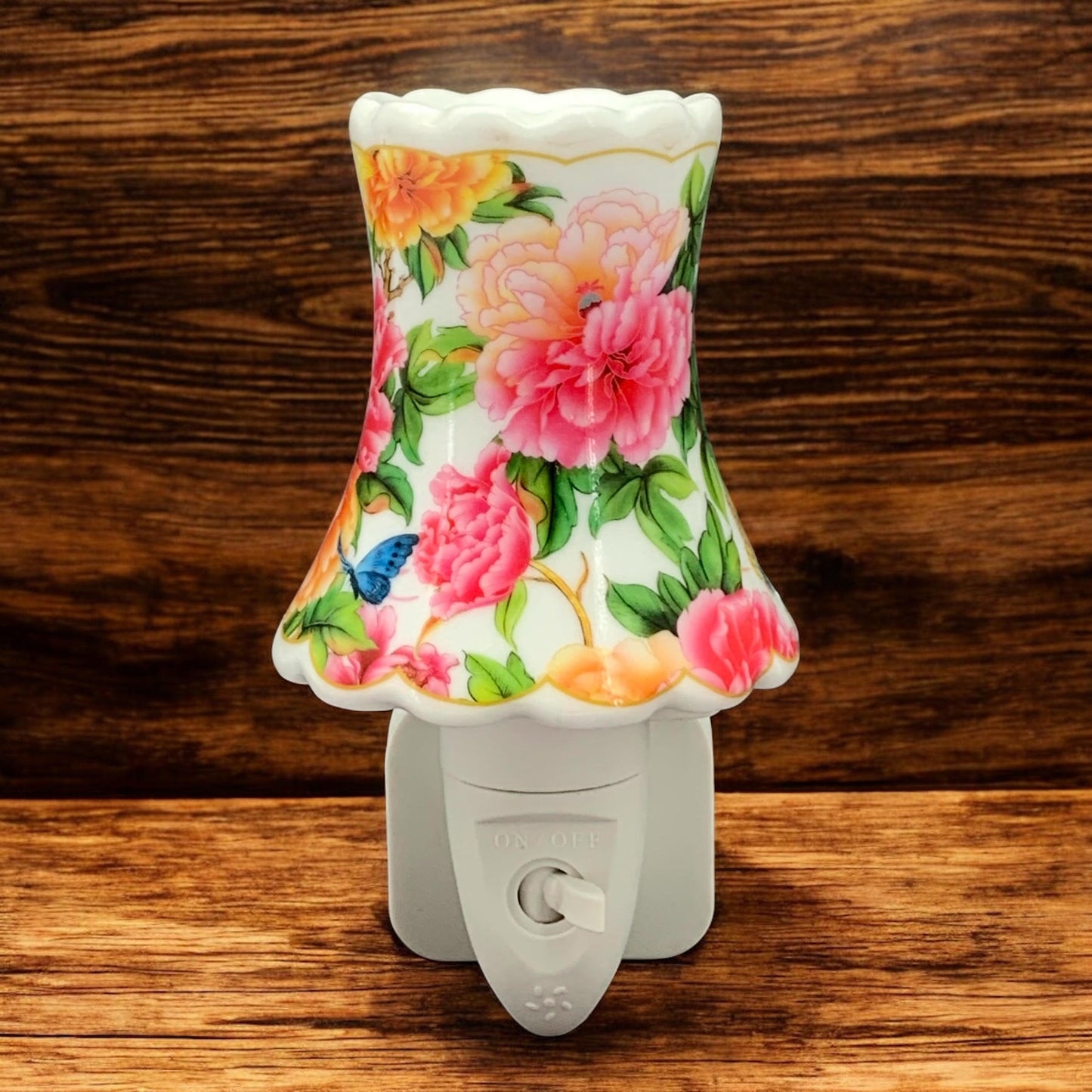 8 INCH FLORAL LED NIGHTLIGHT ORANGE AND PINK
