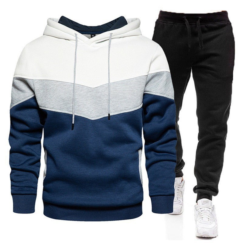 Men's Colour Matching Hoodie Two-Pieces Sportswear Set