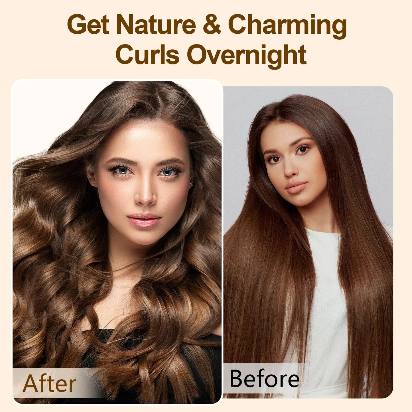 Satin Heatless Hair Curler, Lazy Natural Soft Wave DIY Heatless Curls For Sleep In Overnight, For All Hair Types - Pink