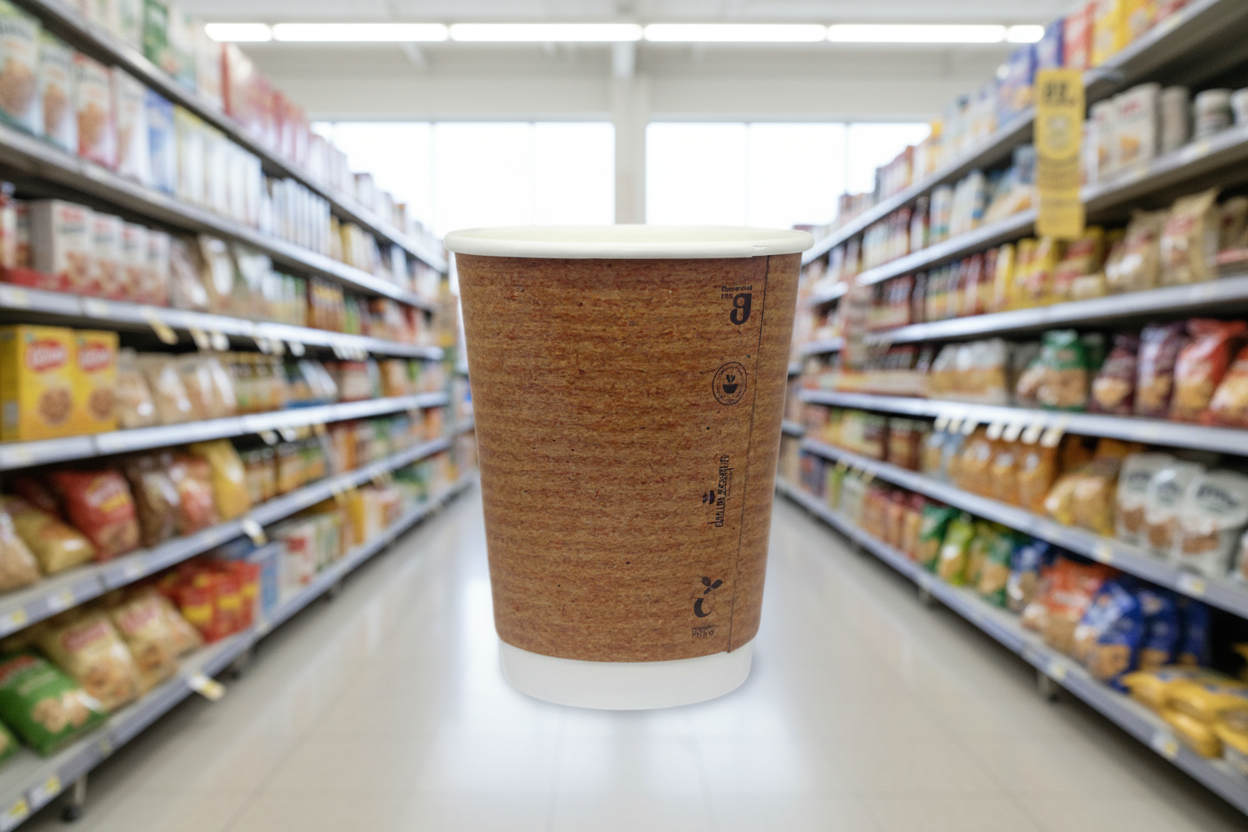 D2E Cup Compostable Double Wall 12Oz Brown