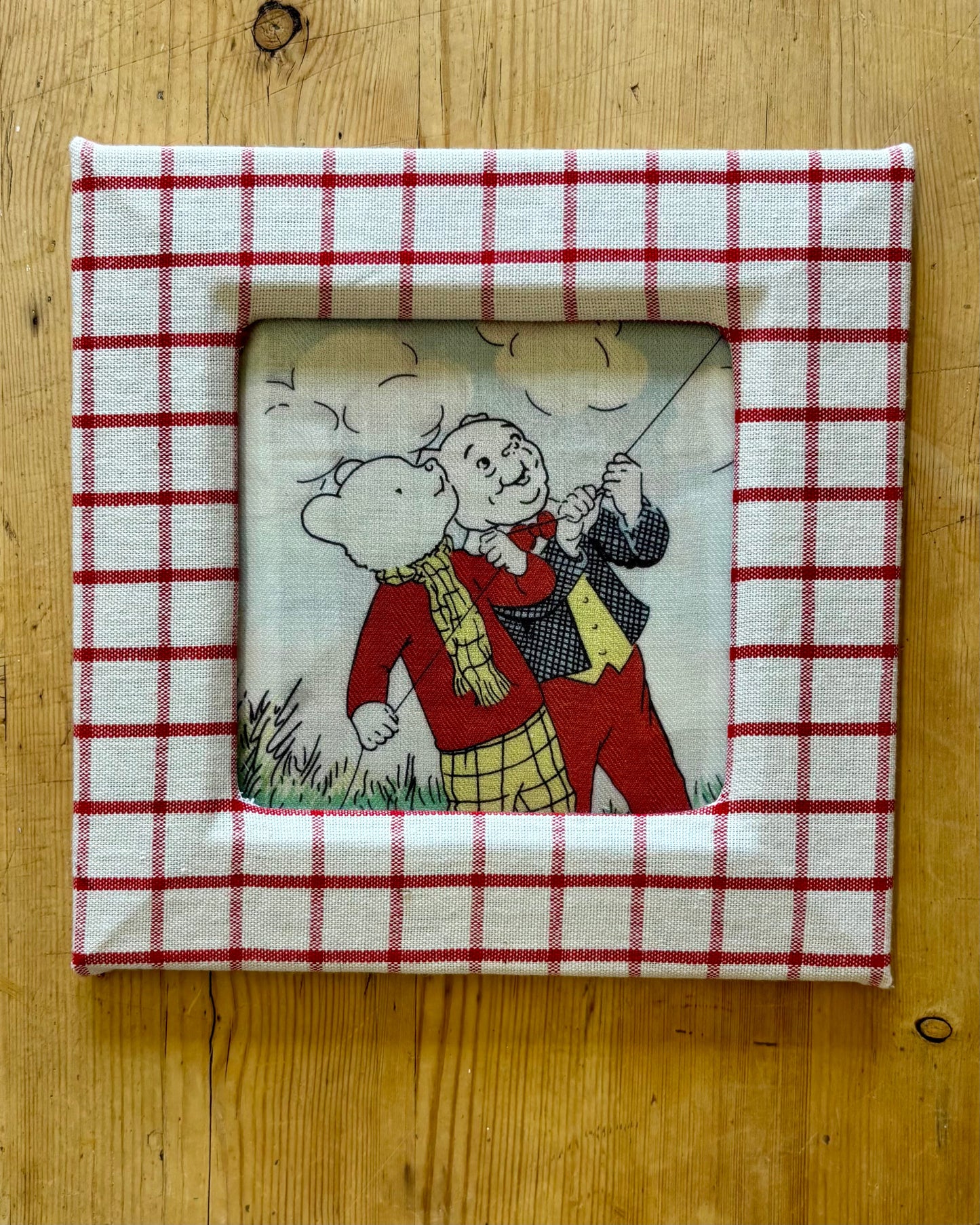 Set of 3 Vintage Rupert Bear Framed Linen Pictures