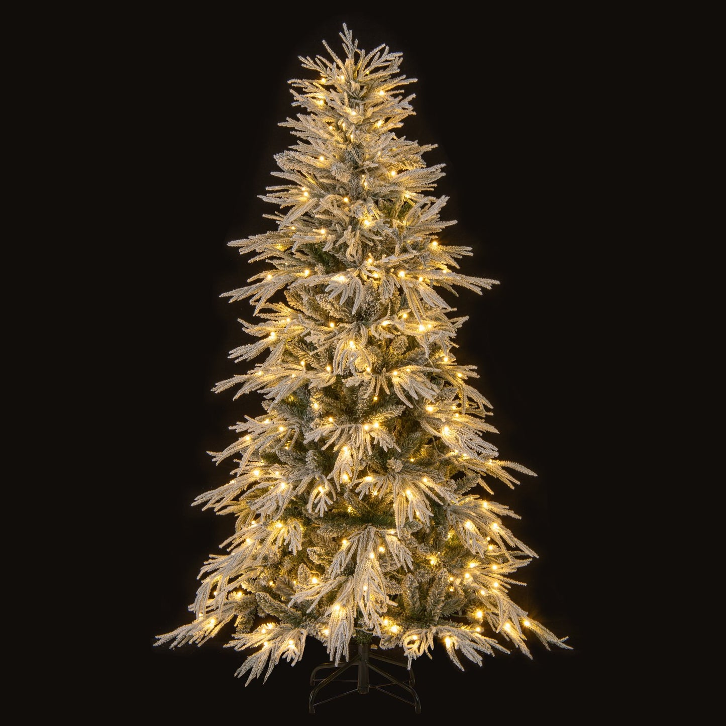 6 FT Artificial Christmas Tree Flocked Xmas Tree with 250 Warm White LED Lights and Folding Metal Stand-S