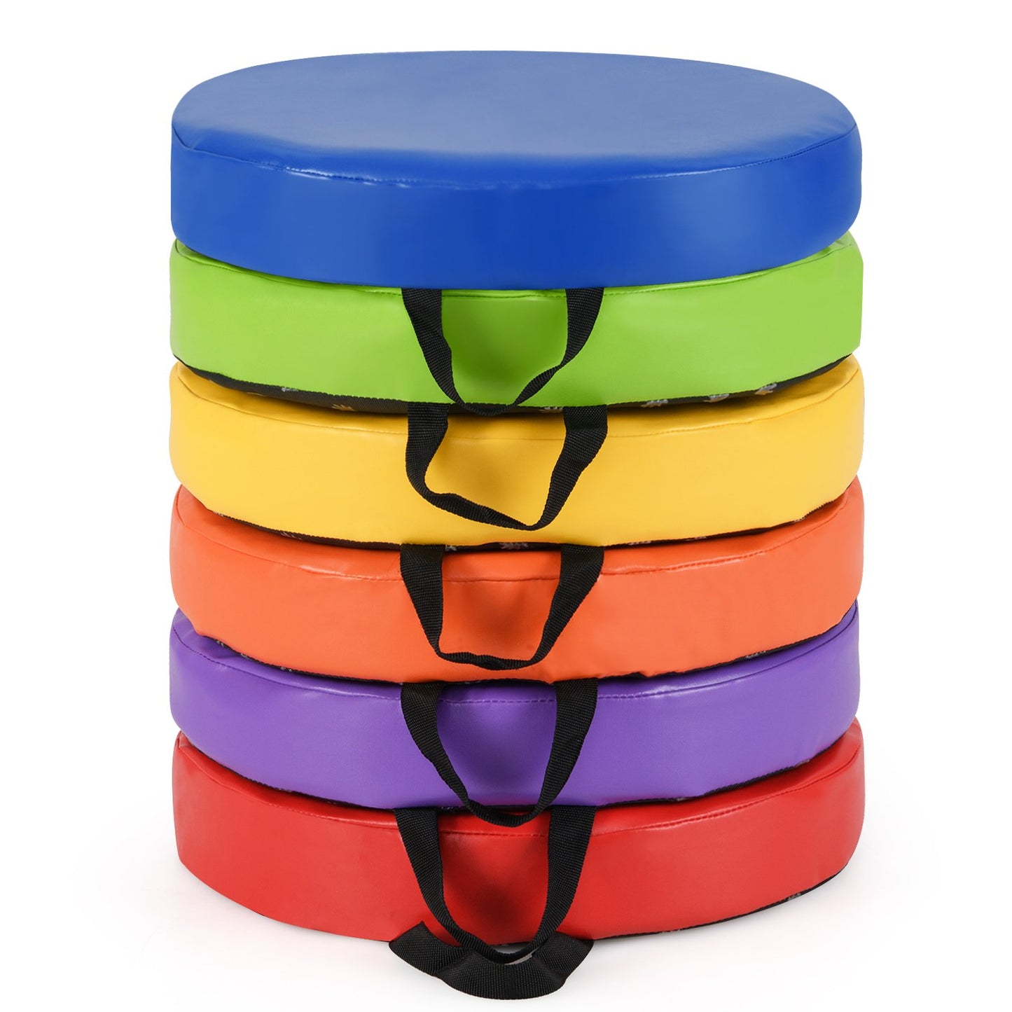 6 PCS Round Floor Cushions with Handles for Kids-Colourful