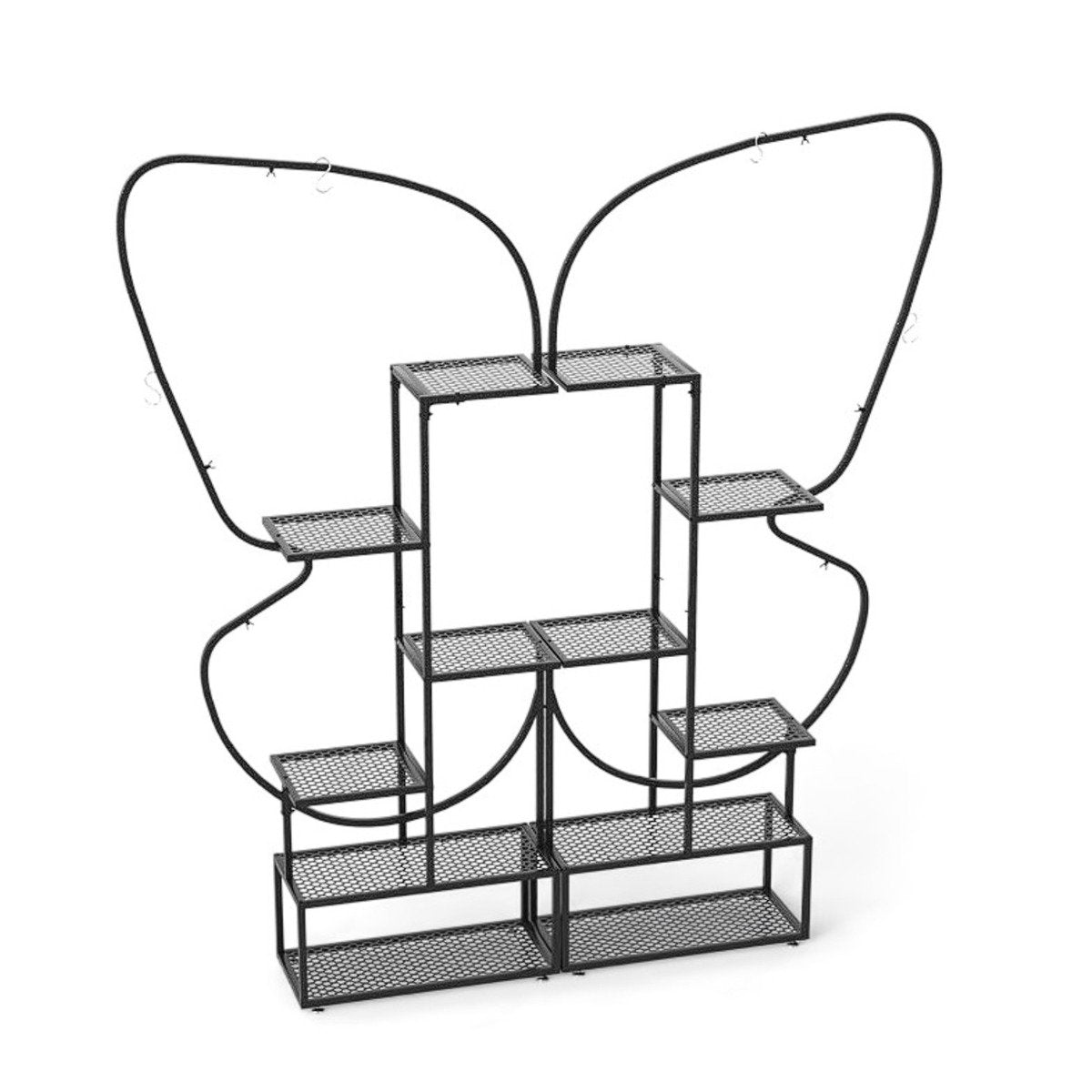 185 cm Tall Butterfly-Shaped 6-Tier Flowerpot Shelf-White