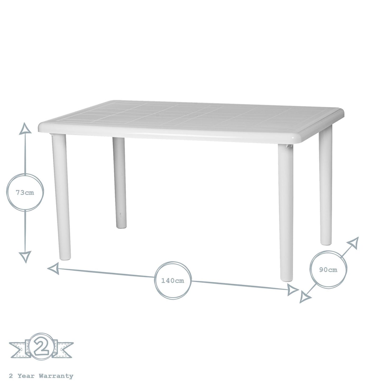Six-Seater Rectangular Olot Garden Dining Table 140cm x 90cm