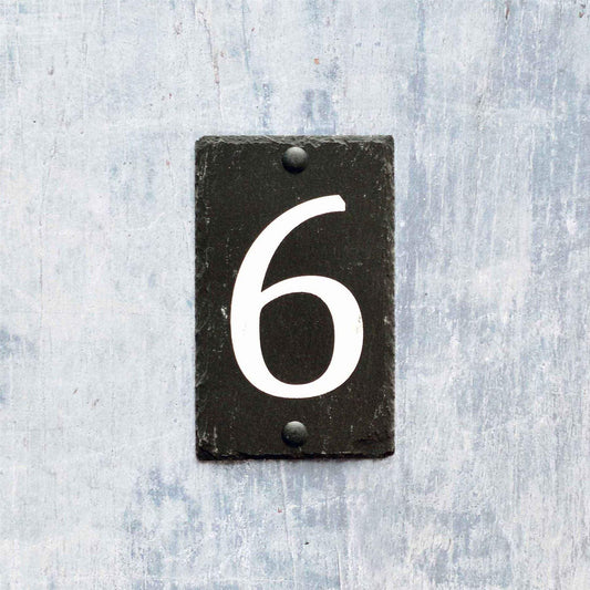 Number 6 Slate House Sign