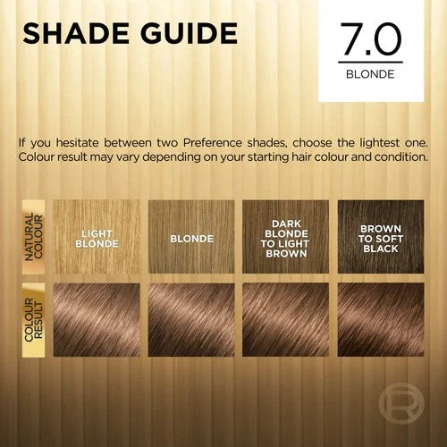 L'Oréal Préférence 7.0 Blonde Permanent Hair Colour | Fade-Defying Luminous Shine for At-Home Colouring