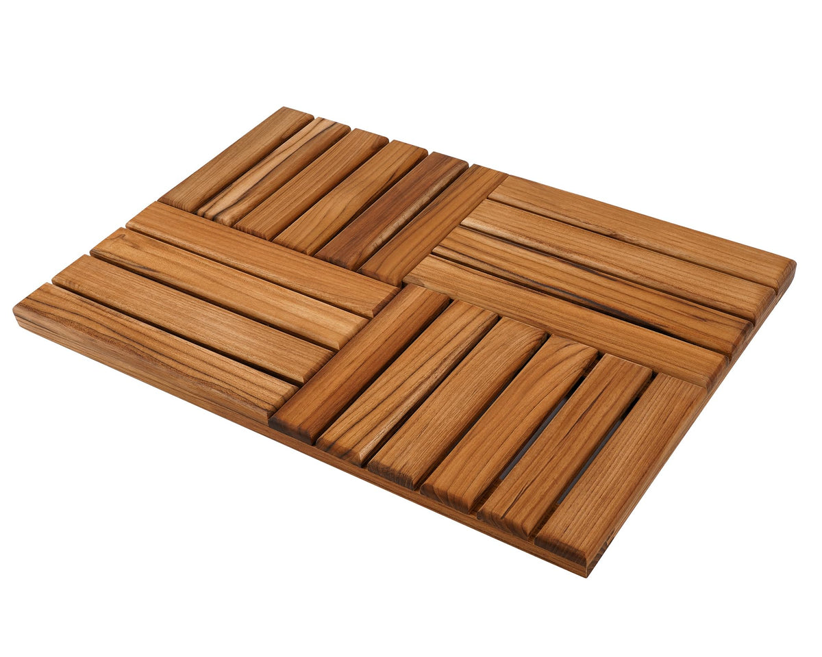 Utoplike Teak Wood Bath Mat, Wooden Shower Mat for Bathroom, Non Slip Wood Floor Sturdy Mat for Inside Shower Luxury Spa Home or Outdoor