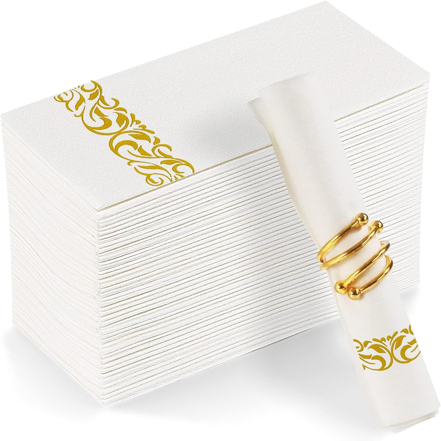 YIDUHAO White Disposble Cloth Like Napkins,Line Feel Paper Napkins for Weddings,Parties,Pack of 50