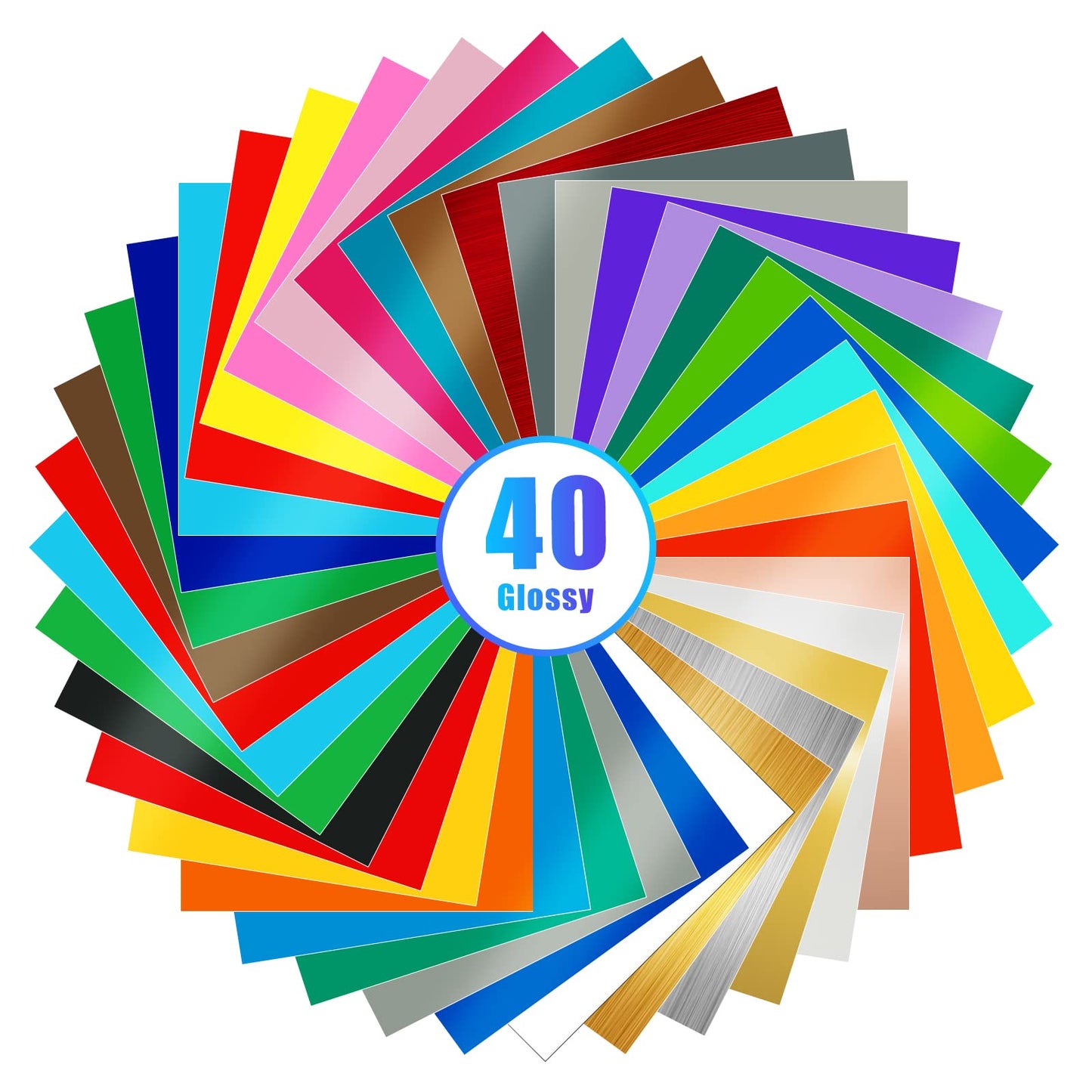 Lya Vinyl 40 Pack Glossy Permanent Vinyl Bundle Permanent Adhesive Vinyl for Cricut & Silhouette Cameo 4, Outdoor Cricut Vinyl for Party Decoration,