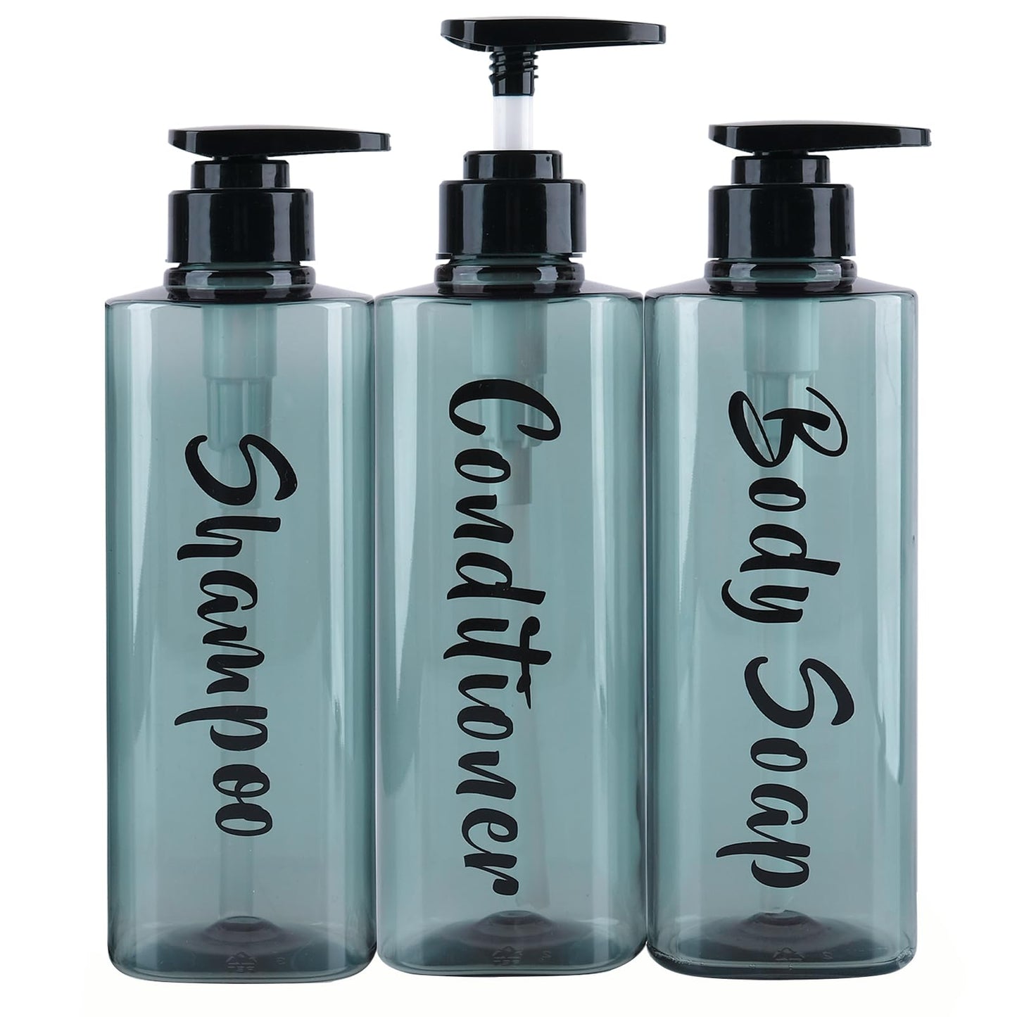 ILIKEPOW 3 Pack Shower Gel Dispenser Shampoo and Conditioner Bottles with Pump, Bathroom Shower Soap dispenser set Refillable 500ml 17 fl.oz for Hotel