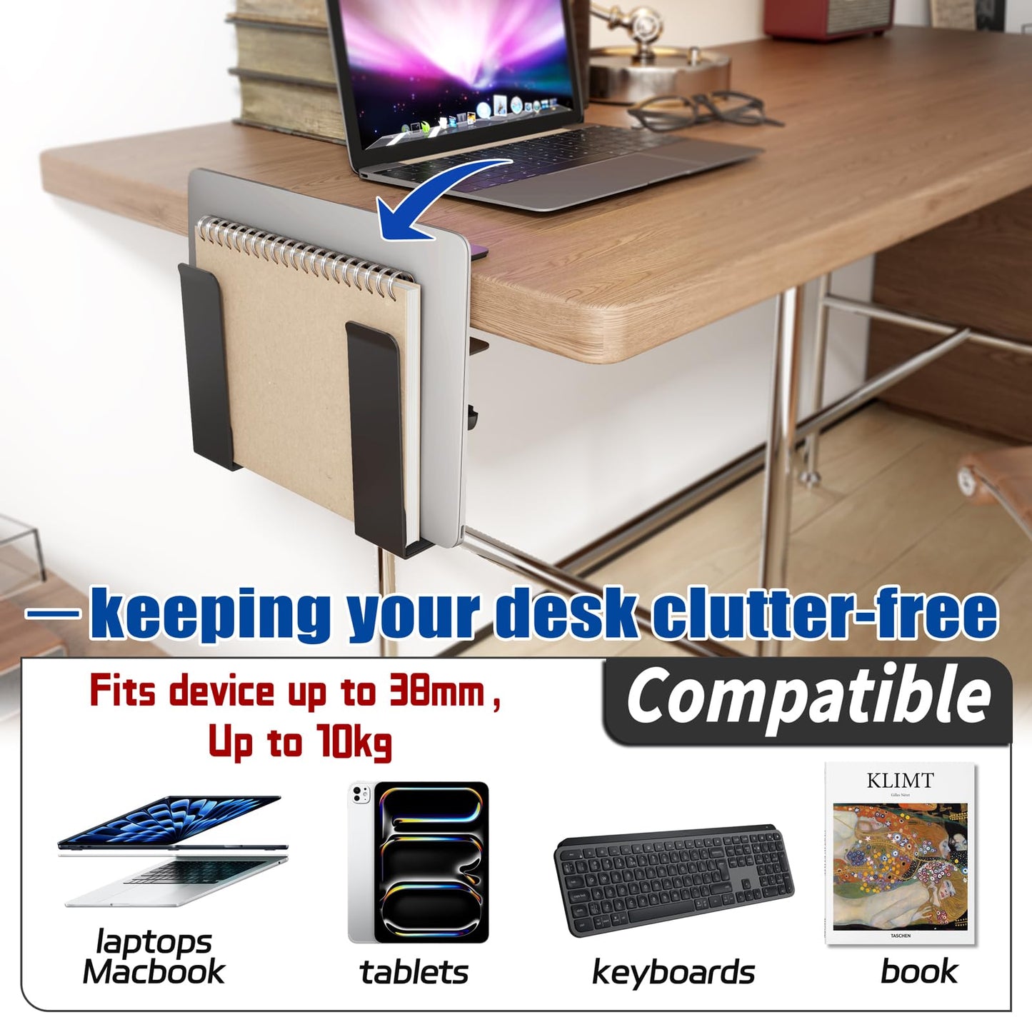 otuiaim Laptop Stand with Clamp for Desk Side, for Devices Thickness < 38mm
