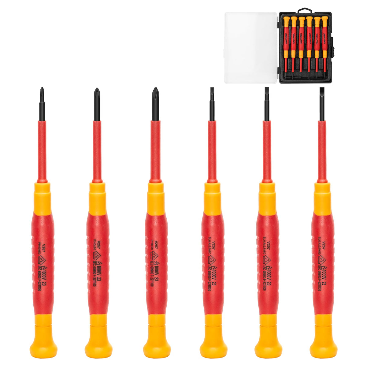 HAUTMEC 6PCS Small Precision Screwdriver Set 1000V Mini Insulated Screwdriver Set with VDE Certified, S2 Steel, Slotted and Phillips Magnetic Tip for