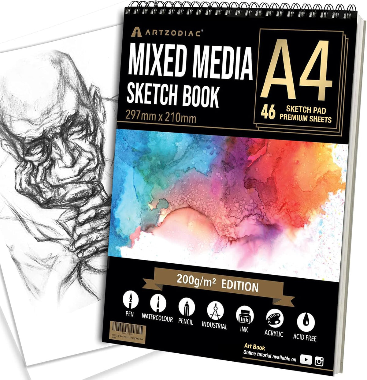 ARTZODIAC 200GSM A4 Sketch Book, A4 Sketch Pad, Drawing Pad for Kids, Art Book, Sketchbook, Drawing Paper, Drawing Book, Plain Paper Pad, Art Books,