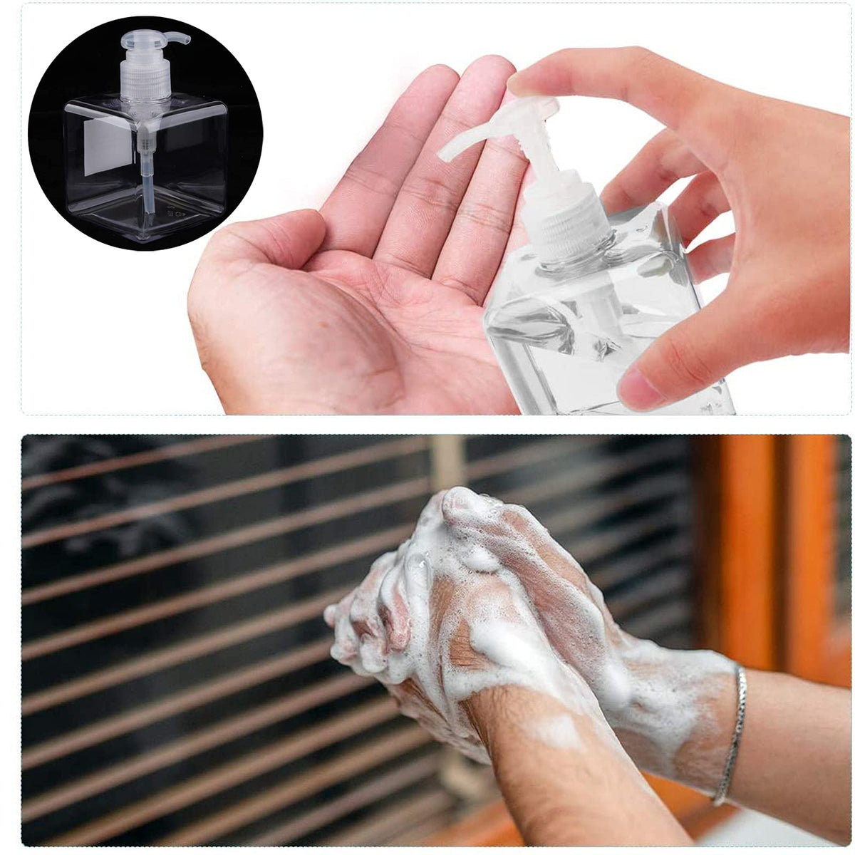 Yalbdopo 2PCS 250ml / 8.5oz Empty Pump Dispenser Bottle Refillable Plastic Lotion Pump Bottles