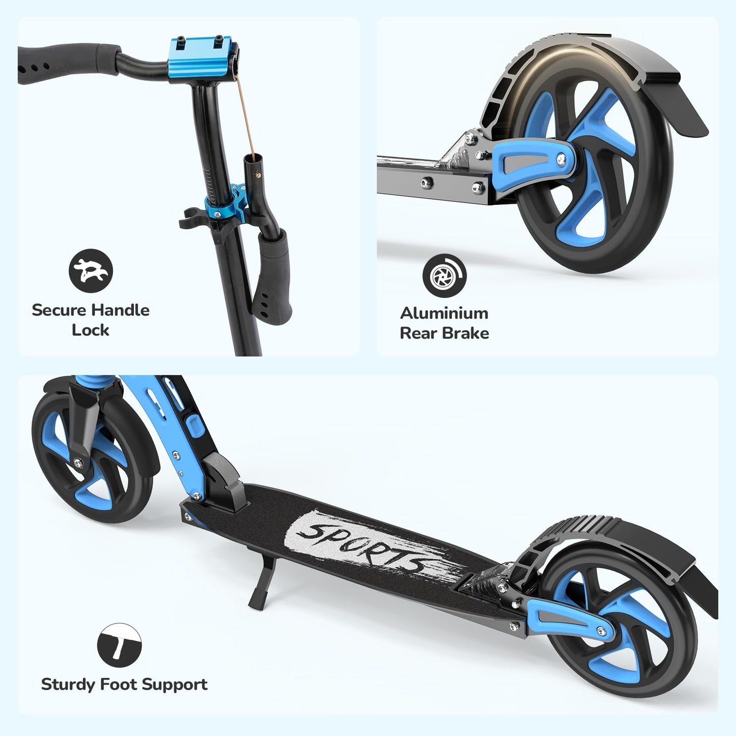 Scooter for Kids Ages 6+ Year Old, TONBUX Kids Scooter for Girls Boys Teens, Easy Folding Scooter with 200mm Big Wheels & Infinitely Height Adjustable