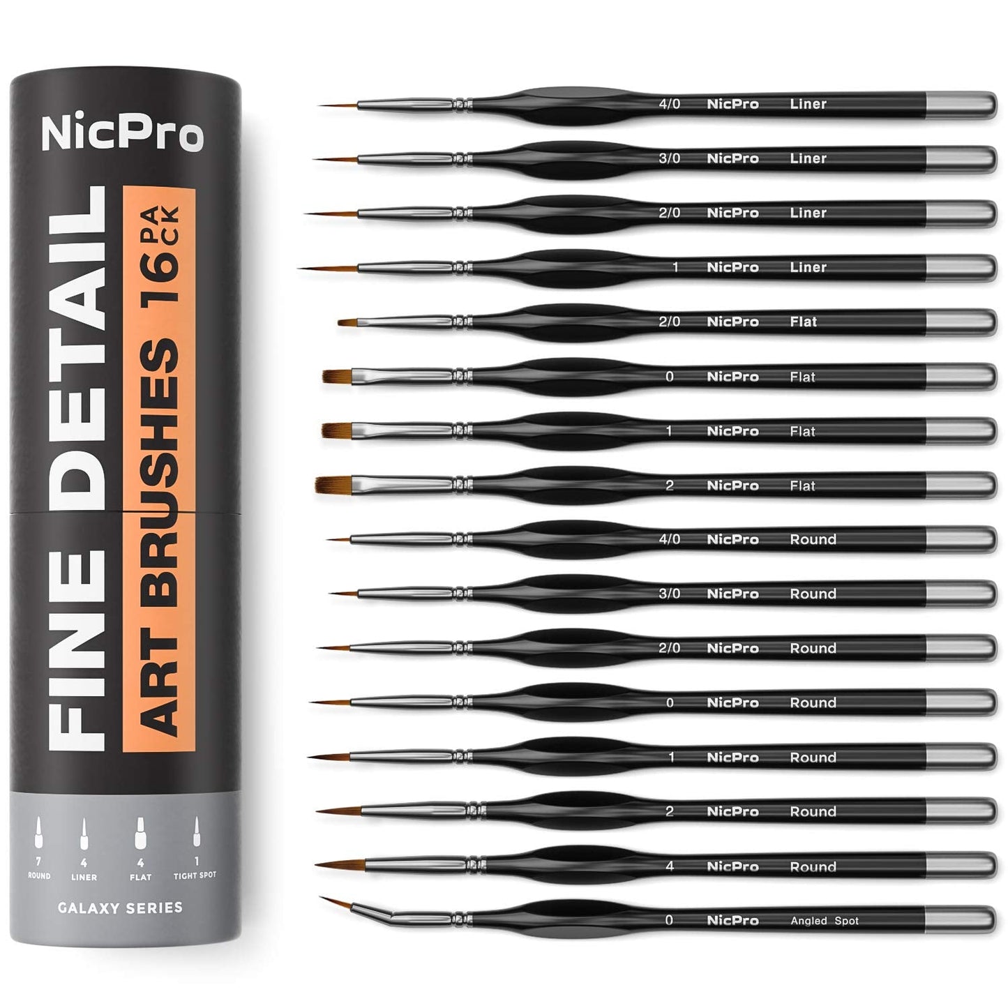 Nicpro 16PCS Miniature Paint Brushes, Model Paint Paint Brushes Micro Detail Paint Brush Set Fine Detailing for Watercolour Oil Acrylic, Paint by