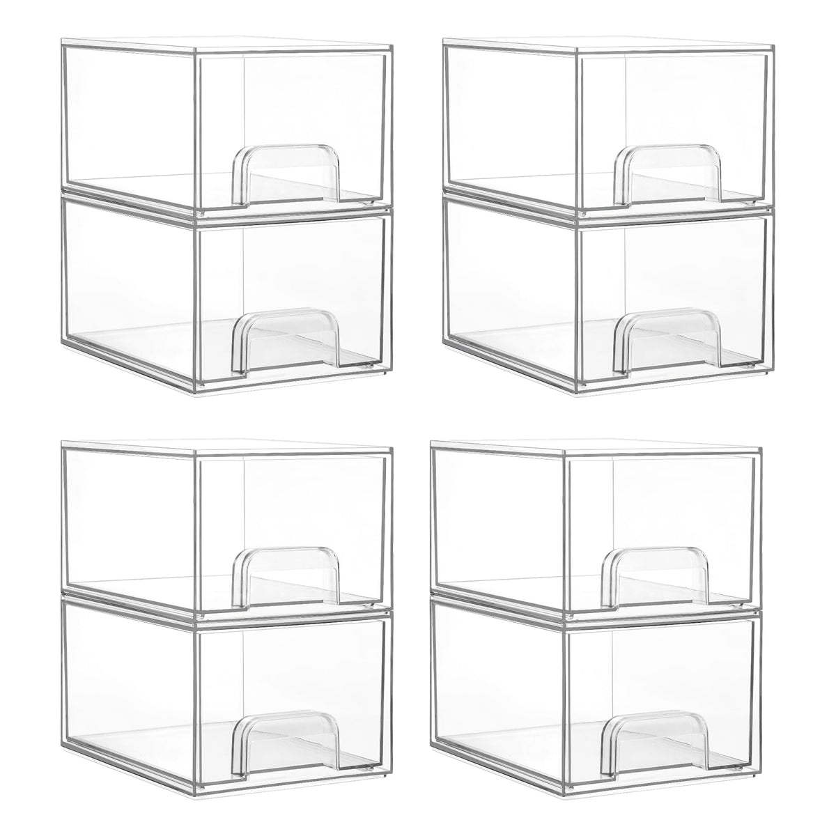 Vtopmart 8 Pack Clear Small Stackable Storage Drawers, Acrylic Bathroom Makeup Organiser, Plastic Storage Box For Vanity, Under Sink, Kitchen