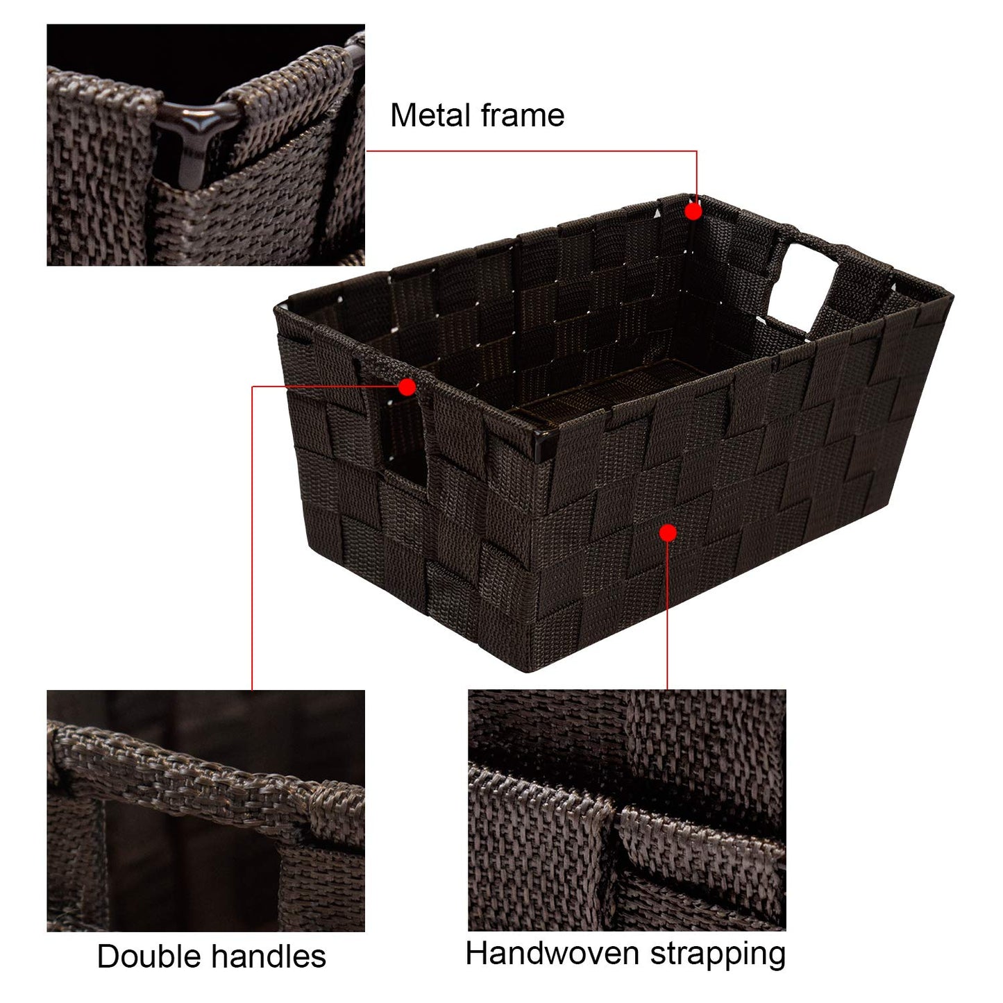 homyfort Woven Small Shelf Storage Tote Basket, Cube Organizer with Built-in Handles for Bedroom, Office, Closet, Clothes, Kids Room