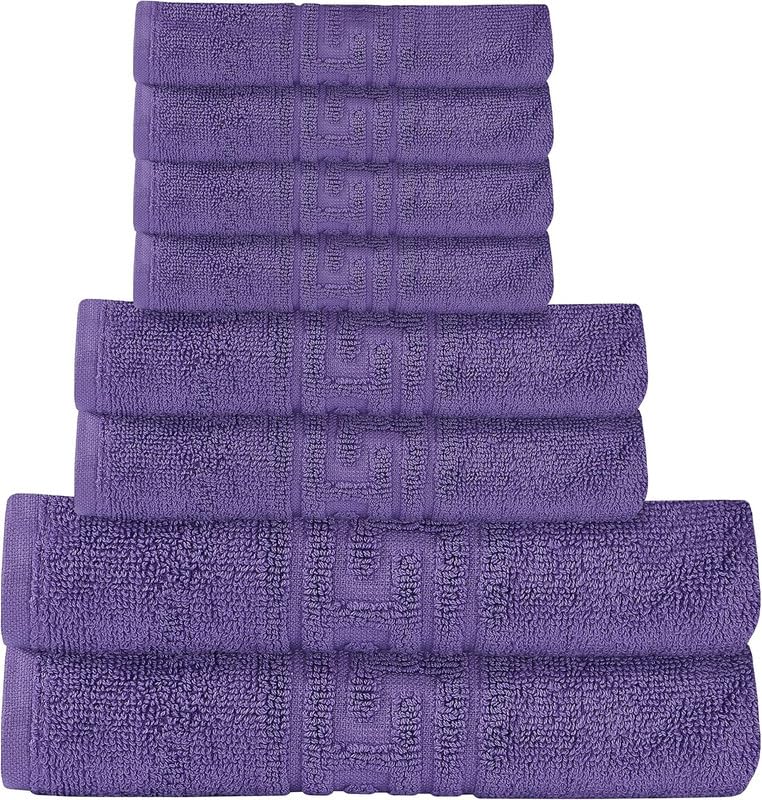 Indus Textiles 100% Egyptian Cotton Towel Sets 8 Piece - 2 Bath Towels 2 Hand Towels 4 Flannel Washcloths Bathroom Towels 600 GSM Highly Absorbent and